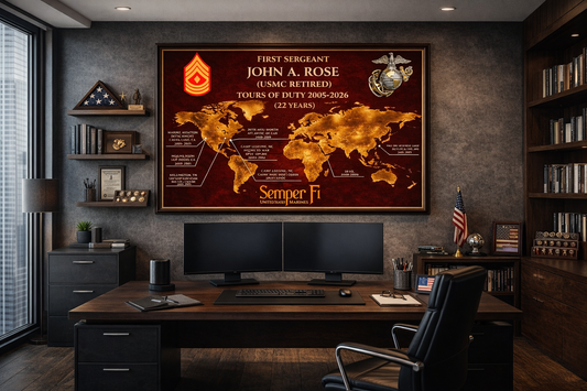 Personalized Marine Retirement Map – Custom Marine Duty Station Tribute (Copy)
