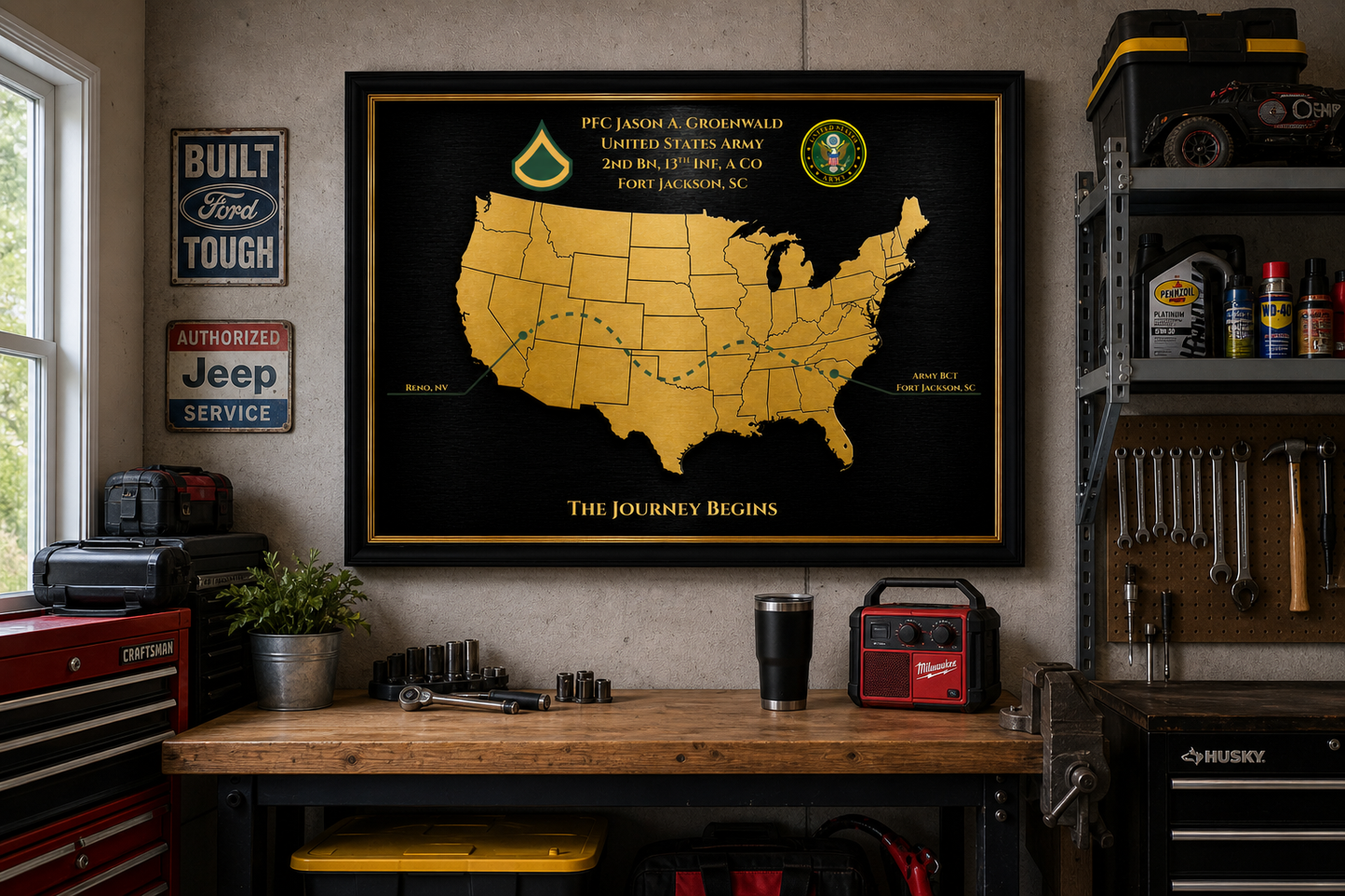 Personalized Army Basic Training Map Gift | Fort Jackson / Fort Sill / Fort Benning | Army BCT Graduation Gift | New Soldier Keepsake