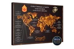 Personalized Marine Retirement Map – Custom Marine Duty Station Tribute