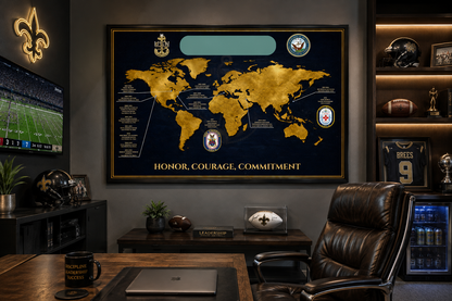 Personalized Navy Retirement Gift – Custom Navy Duty Station Map