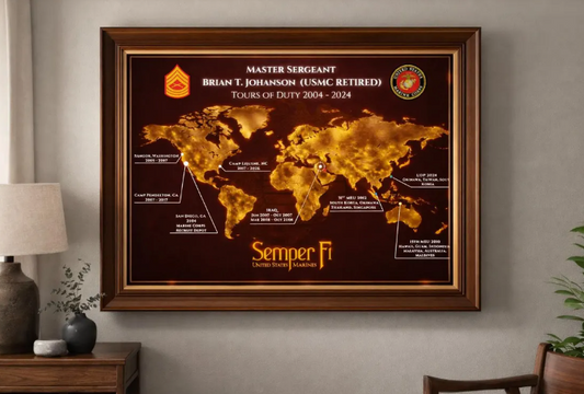 Personalized Marine Retirement Map – Custom Marine Duty Station Tribute (Copy)