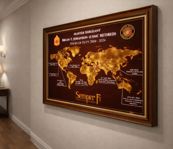 Personalized Marine Retirement Map – Custom Marine Duty Station Tribute (Copy)