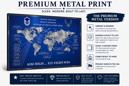 Personalized Air Force Retirement Gift – Custom Duty Station Map
