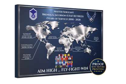 Personalized Air Force Retirement Gift – Custom Duty Station Map