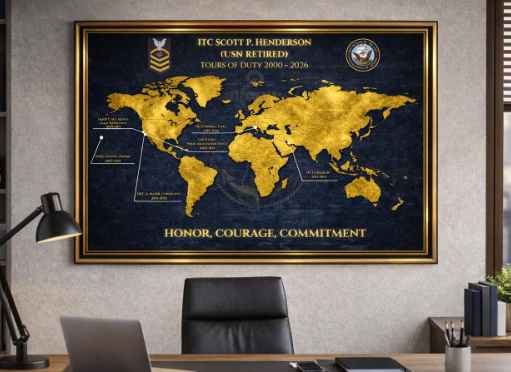 Personalized Navy Retirement Map – Custom Navy Duty Station Tribute