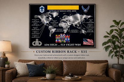 Personalized Air Force Retirement Gift – Custom Duty Station Map