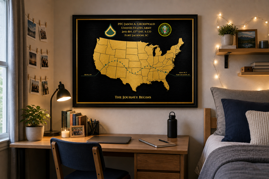Personalized Army Basic Training Map Gift | Fort Jackson / Fort Sill / Fort Benning | Army BCT Graduation Gift | New Soldier Keepsake