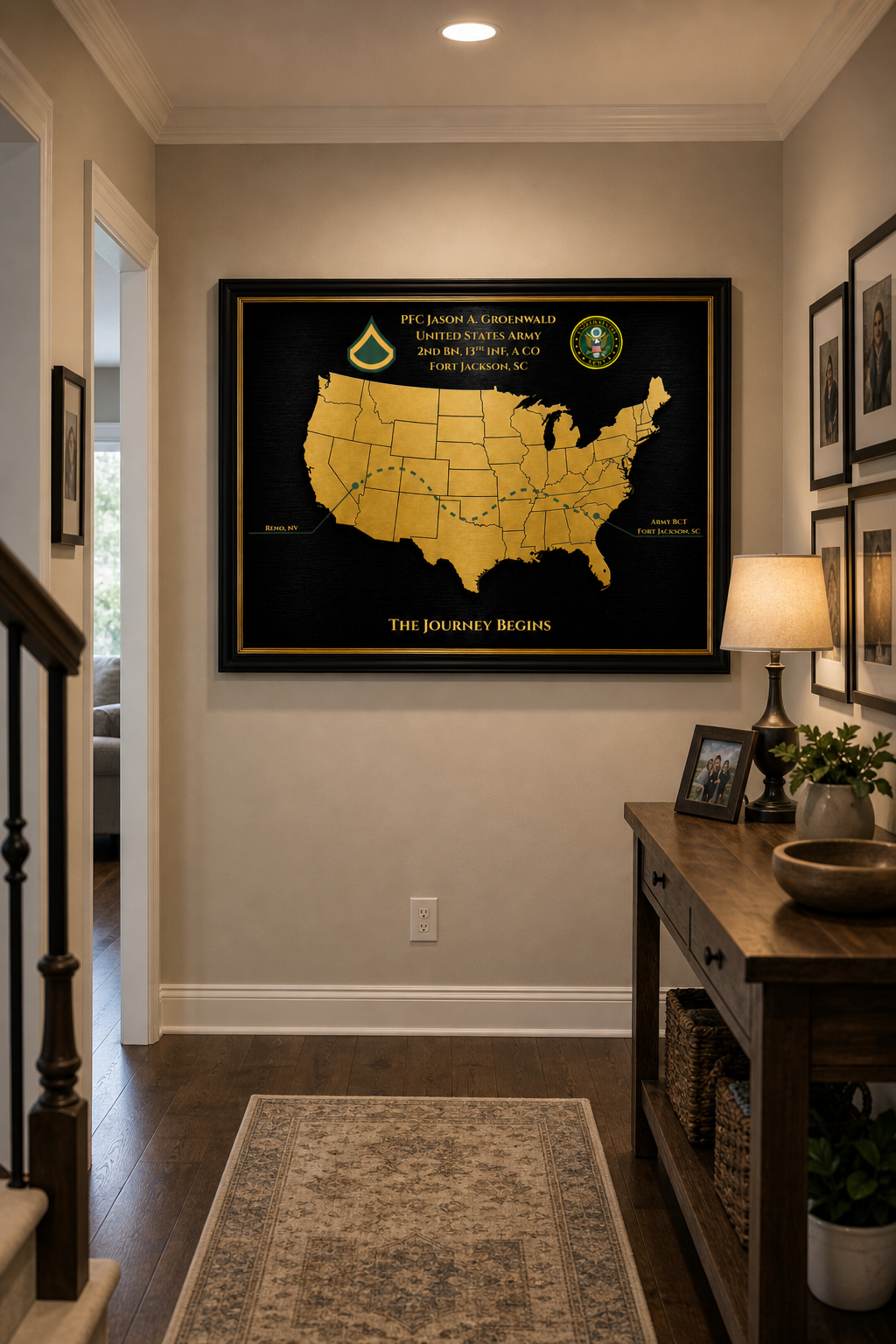 Personalized Army Basic Training Map Gift | Fort Jackson / Fort Sill / Fort Benning | Army BCT Graduation Gift | New Soldier Keepsake