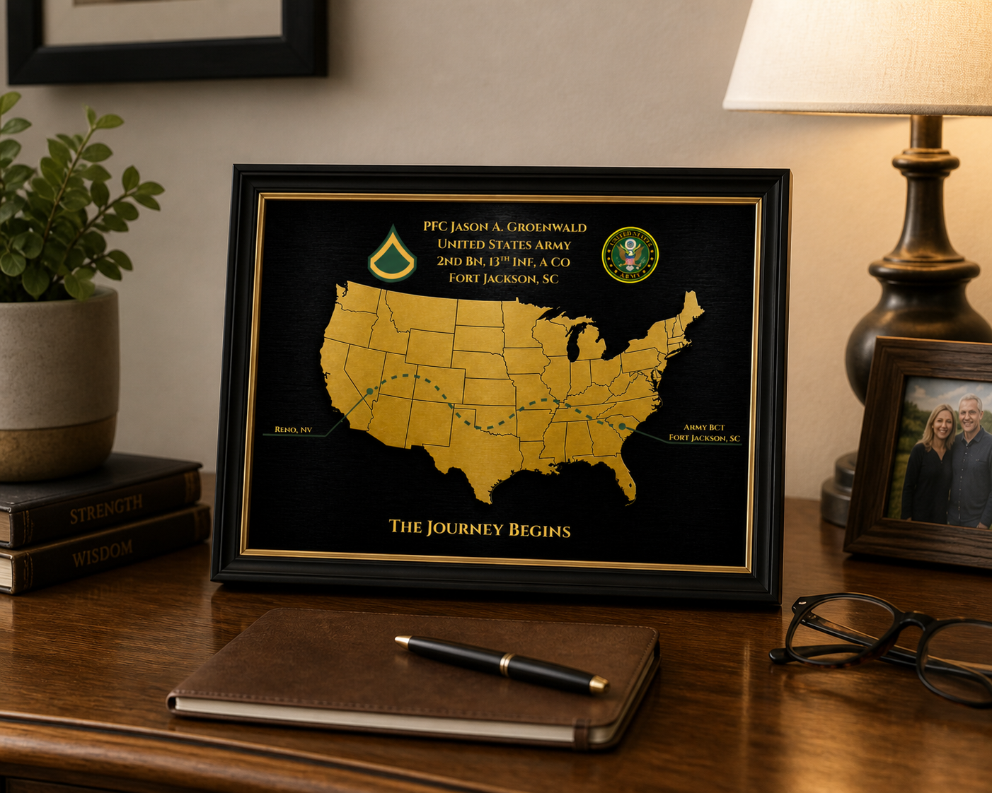 Personalized Army Basic Training Map Gift | Fort Jackson / Fort Sill / Fort Benning | Army BCT Graduation Gift | New Soldier Keepsake